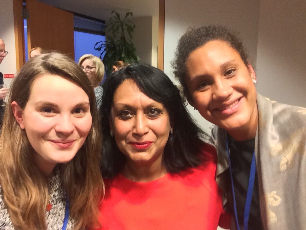 Our Campaigns Officer Jenny Vaughan (left) and Fatima Haase (right) with Baroness Verma (centre), the Parliamentary Under Secretary of State for International Development and Ministerial Champion for tackling Violence Against Women &amp; Girls Overseas