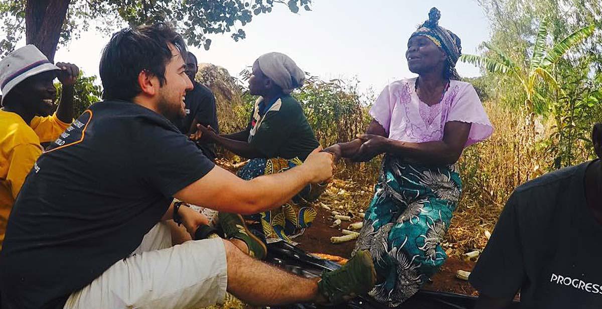 Kieran and Wachisa meeting the local community at Njiri