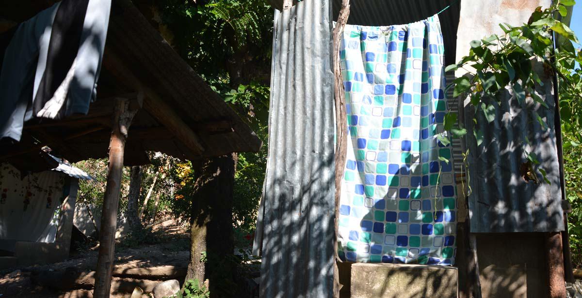 An outside view of the compost toilet