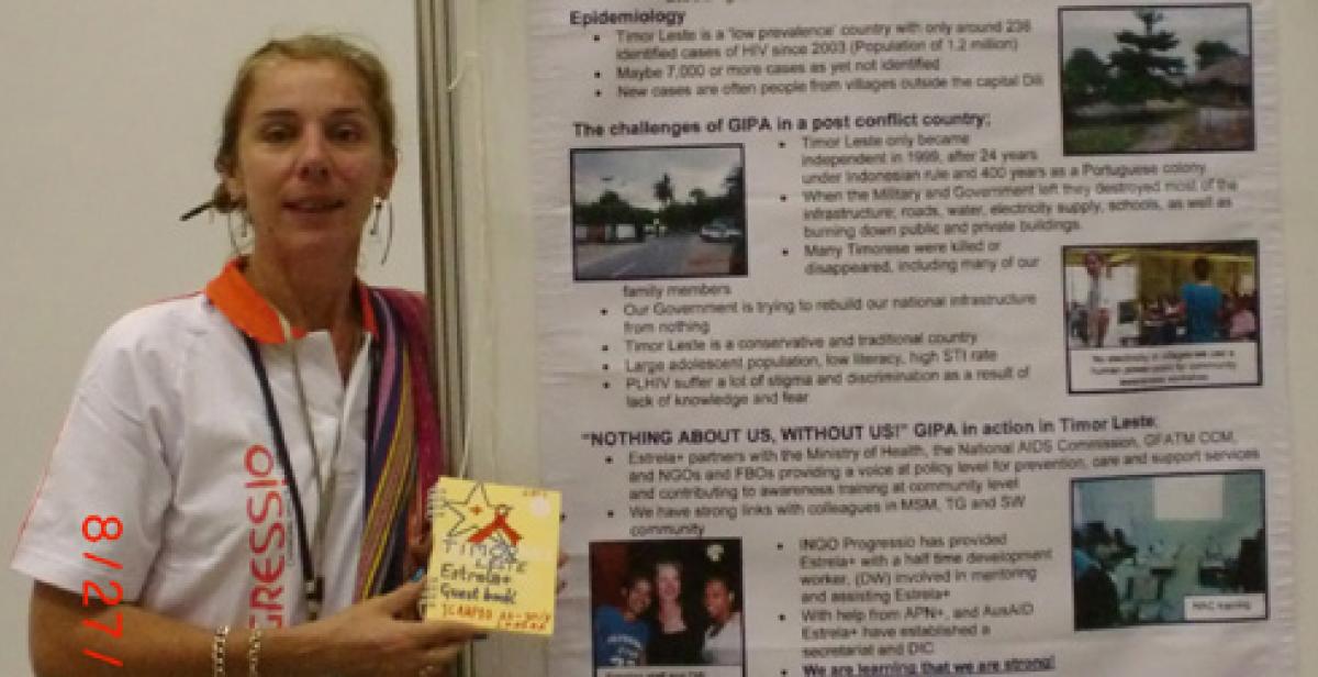 Fi Oakes is pictured at an awareness-raising stand