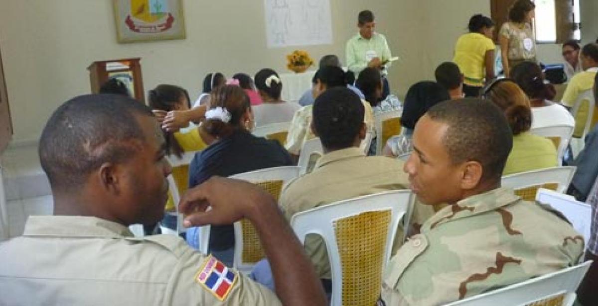 Military personel take part in a course on New Masculinities