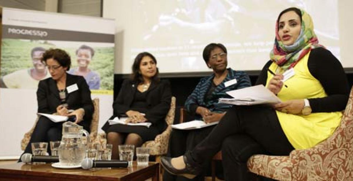 Panelists speaking at Fragile States, Phenomenal Women event