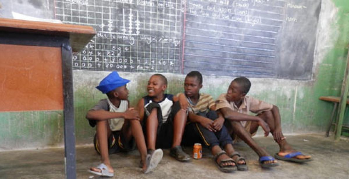 Boys doing a drama scene