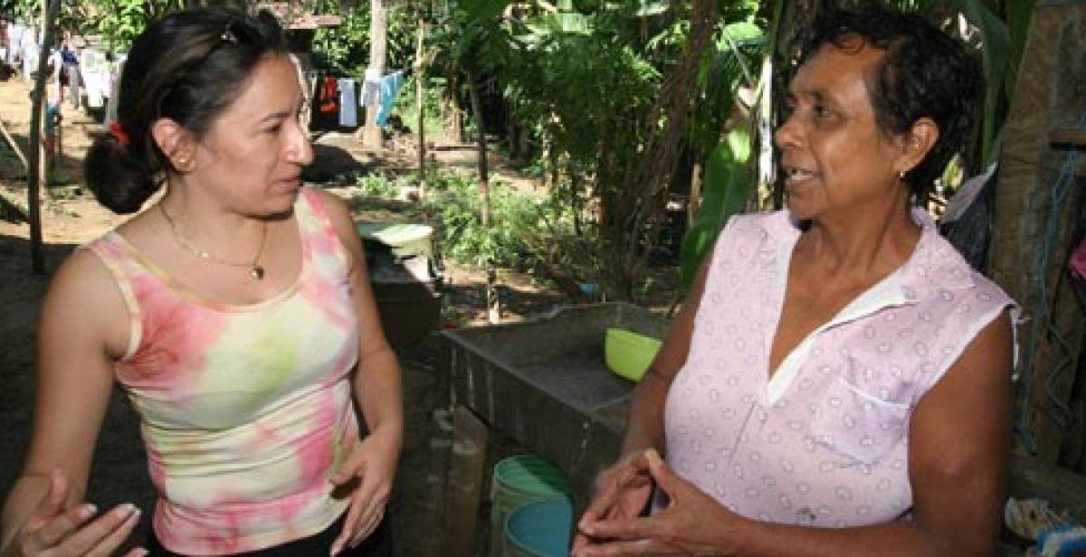 Two women talking in Nicaragua