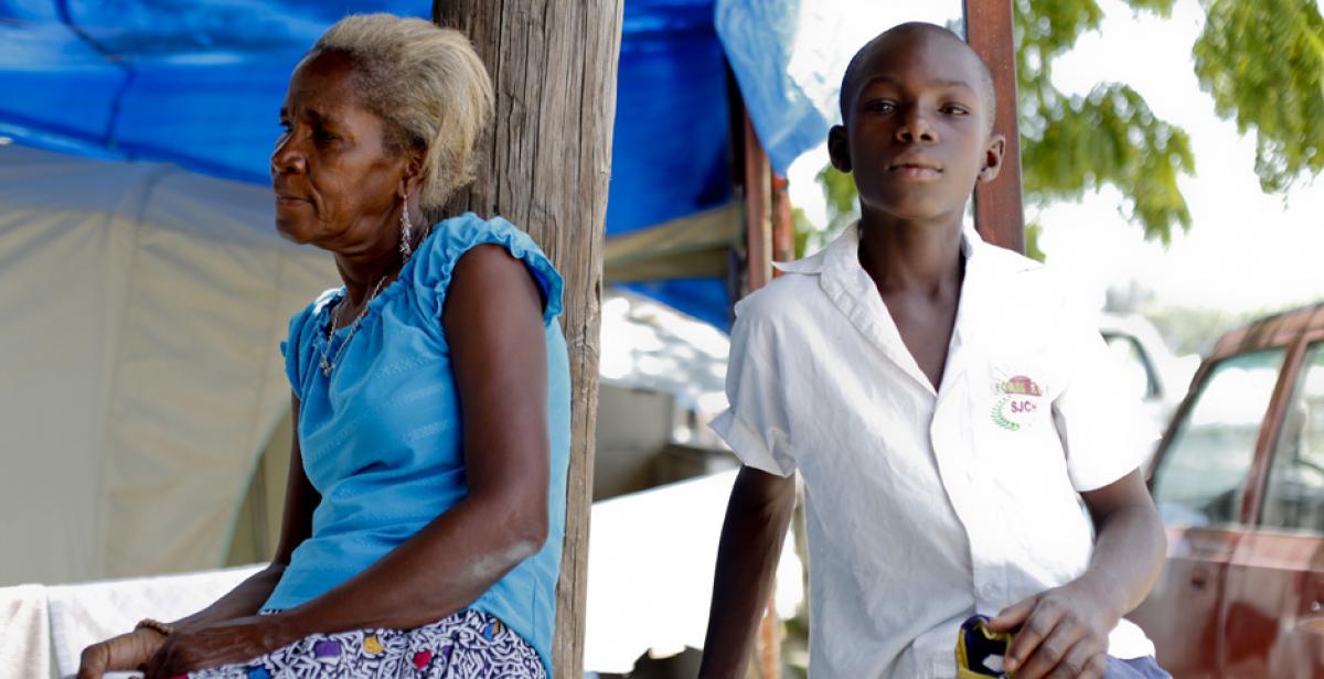 A meeting at Henfrasa displaced persons&#039; camp, Port-au-Prince
