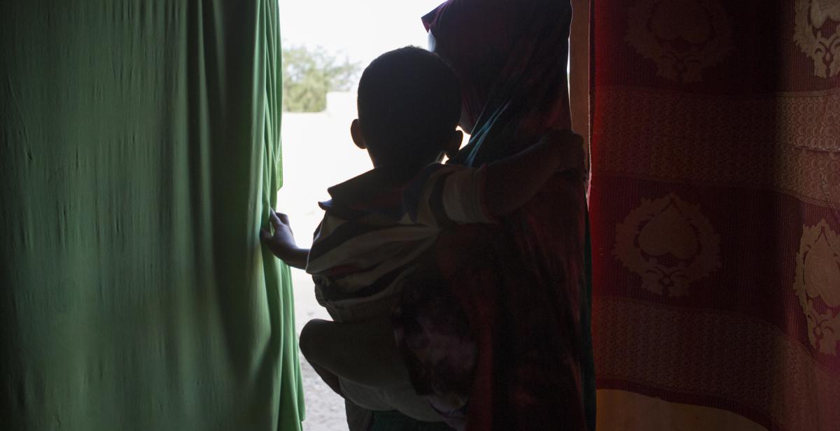 Mother and child in a village Progressio supported, Somaliland. 