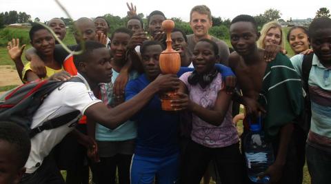 Our last community awareness campaign, where we had schools competing in a football tournament but with mixed teams of boys and girls to promote gender equality.