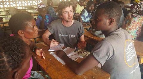 Lewis and Joel interviewing Fadress, Chizungu HIV &amp; AIDS Support Group