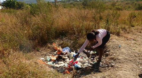 Burning the rubbish