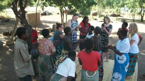 Singing and dancing whilst visiting the Women’s HIV Support group