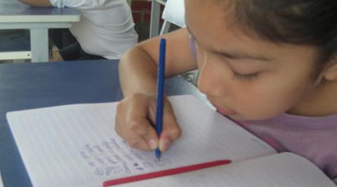 A girl in an English lesson in Peru