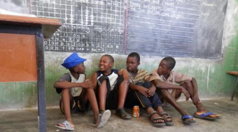 Boys doing a drama scene