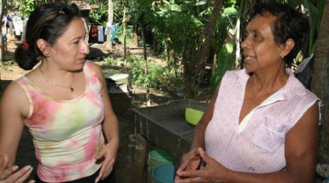 Two women talking in Nicaragua