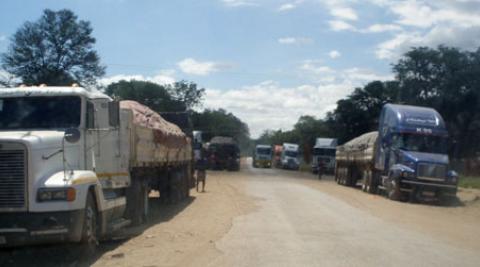 Trucks at the Chirundu border post Zimbabwe