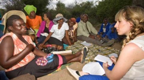 Women in Zimbabwe speaking to Pamela