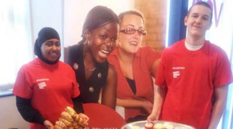Kamara fundraising with friends 