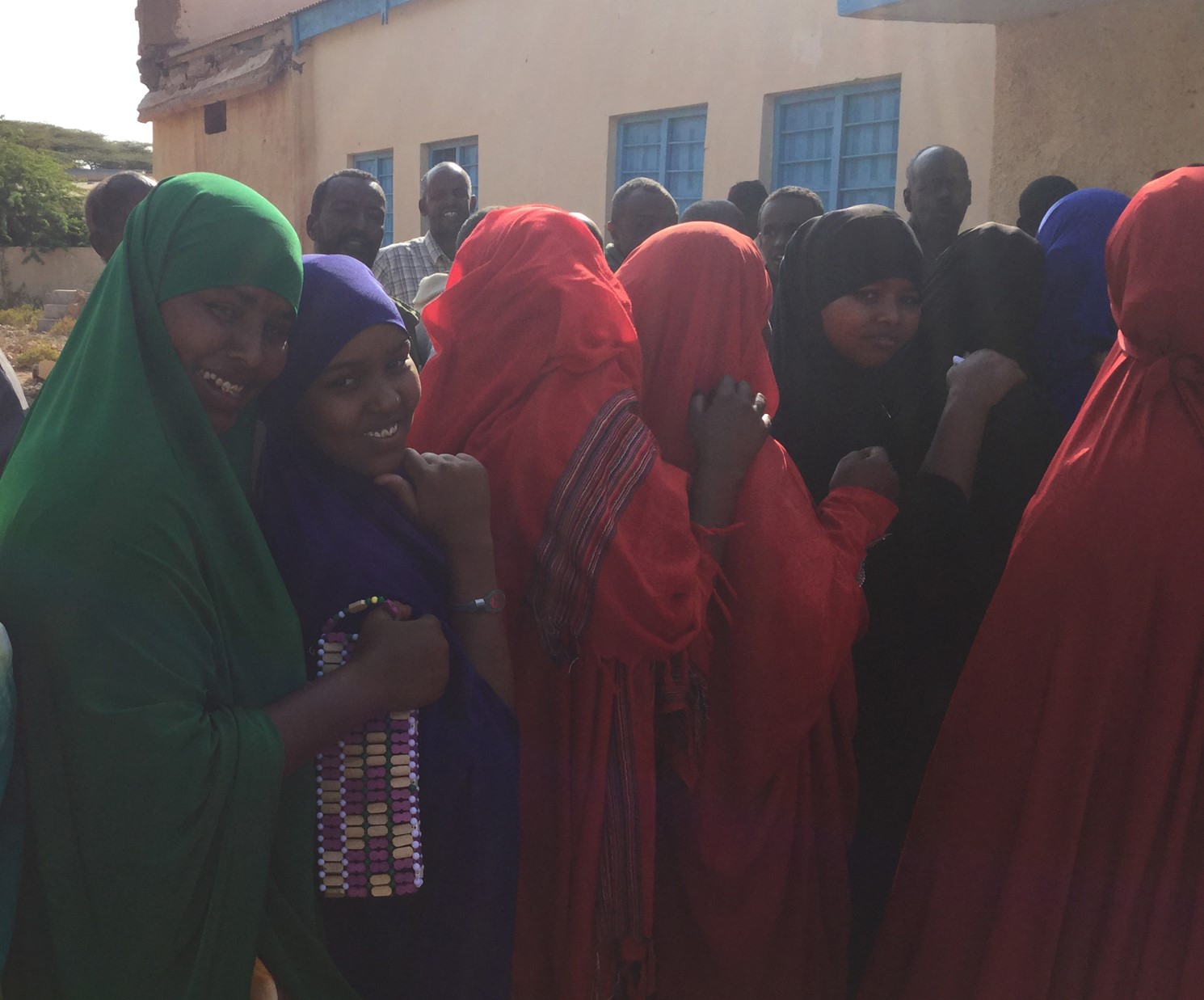 Young women queue to register their vote in Hargeisa, Somaliland